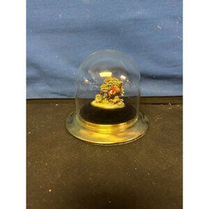 Miniature Tree Sculpture Under Glass Dome 3" Tall With Black Base Handmade Decor